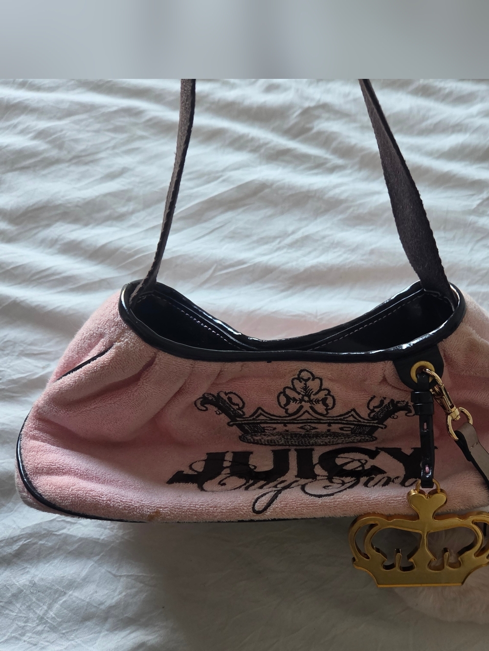 Juicy Couture Pink HandBag with Gold Crown Charm